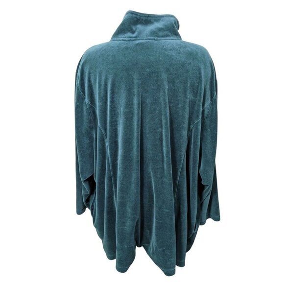 Catherines Womens Full Zip Jacket Plus Size 5X Green Velour Cozy Lounge Minimal - Picture 5 of 6